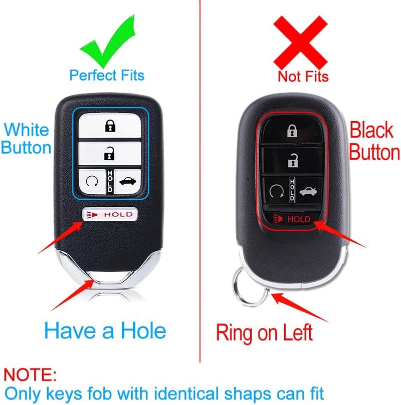 Cacacar Key Fob Cover 2016-2022 for Honda with Keychain, Premium Soft TPU Full Protection Key Fob Case for Honda Accord Civic CRV Pilot Passport Smart Remote Key Protector (Size C-Ivory) - Image 3